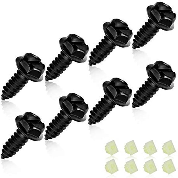 Universal License Plate Screws for Fastening License Plates, Nylon Screw Inserts, Frames and Covers on Cars and Trucks (Black)