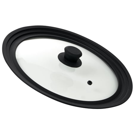 Universal Lid for Pans, Pots and Skillets Vented Tempered Glass with Graduated Rim Fits 10 inch, 11 inch, 12 inch Cookware Heat Resistant Handle Food Safe - Microwave Safe Dishwasher Safe