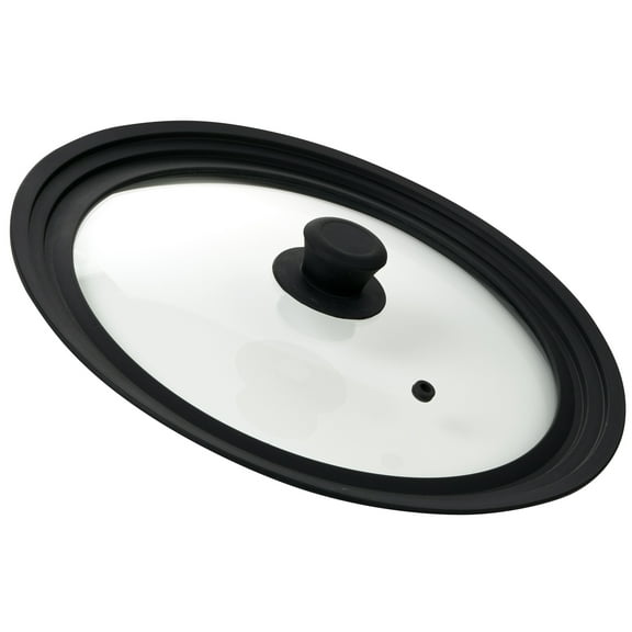Universal Lid for Pans, Pots and Skillets Vented Tempered Glass with Graduated Rim Fits 11 inch, 12 inch, 12.5 inch Cookware – Heat Resistant Handle – Food Safe - Microwave Safe – Dishwasher Safe
