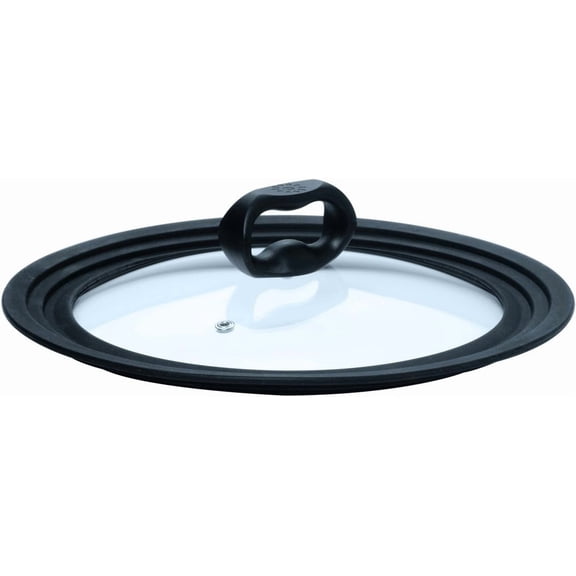 Universal Lid for Pots and Pans, Fits 6-Inch to 8-Inch Cookware, Tempered Glass Replacement Lid with Heat Resistant Silicone Edge, Dishwasher Safe, Made without BPA, Small, Black