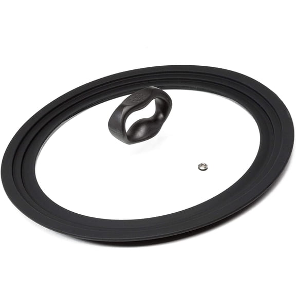 Universal Lid for Pots and Pans, Fits 9.5-Inch to 12-Inch Cookware, Tempered Glass Replacement Lid with Heat Resistant Silicone Edge, Dishwasher Safe, Made without BPA, Large, Black