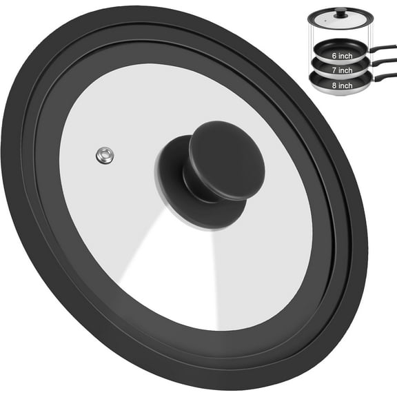 Universal Lid for Pots Pans and Skillets, Pan Cover Fit 6", 7", 8" Diameter Cookware, Silicone Replacement Pot Lids Frying Pans, Cast Iron,Tempered Glass