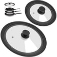 thumbnail image 1 of Universal Lid for Pots, Pans and Skillets - Tempered Glass Lid with Heat Resistant Silicone Rim Fits fit 7", 8" 9" & 10", 11", 12" Diameter Cookware, Replacement Lid for Frying Pan, 1 of 7