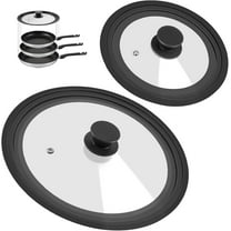 Universal Lid for Pots, Pans and Skillets Tempered Glass Lid with Heat Resistant Silicone Rim Fits fit 7", 8" 9" & 10", 11", 12" Diameter Cookware, Replacement Lid for Frying Pan & Cast Iron Skillet