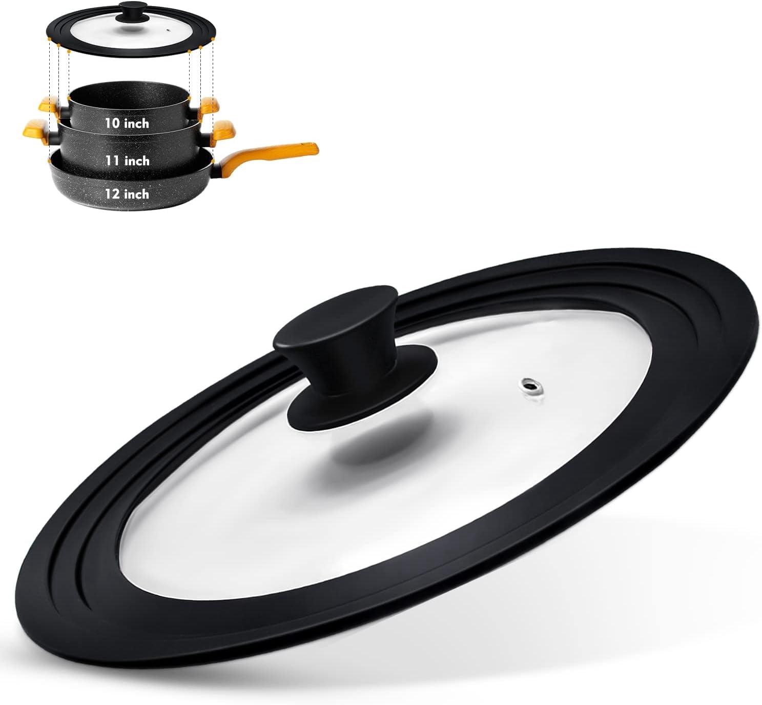 Universal Lid for Pots and Pans - Tempered Glass Pan Lid with Heat ...