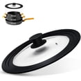 thumbnail image 1 of Universal Lid for Pots and Pans - Tempered Glass Pan Lid with Heat Resistant Silicone Rim, One Size Fits All 10-12 inch Pots Frying Pans Skillets Woks - Black Handle, 1 of 5