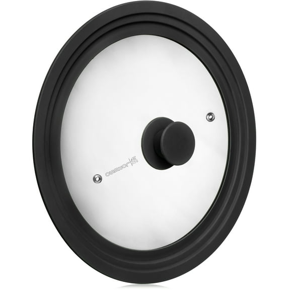 Universal Lid for Pots, Pans & Skillets Size 12", 12.5", 13", 13.5", 14" & 15" Cookwares -Tempered Glass with Silicon Rim-Black