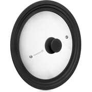 Universal Lid for Pots, Pans & Skillets Size 12", 12.5", 13", 13.5", 14" & 15" Cookwares -Tempered Glass with Silicon Rim-Black