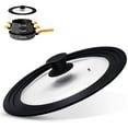 thumbnail image 1 of Universal Lid for Pots, Pans and Skillets - Tempered Glass with Heat Resistant Silicone Rim, Fits 10", 11" and 12" Diameter Cookware, Round, 1 of 7