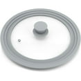 thumbnail image 1 of Universal Lid for Pots, Pans and Skillets, Tempered Glass with Silicone Rim Fits All 9 to 11 Inch Diameter Cookware, Replacement Lid, Grey, 1 of 9