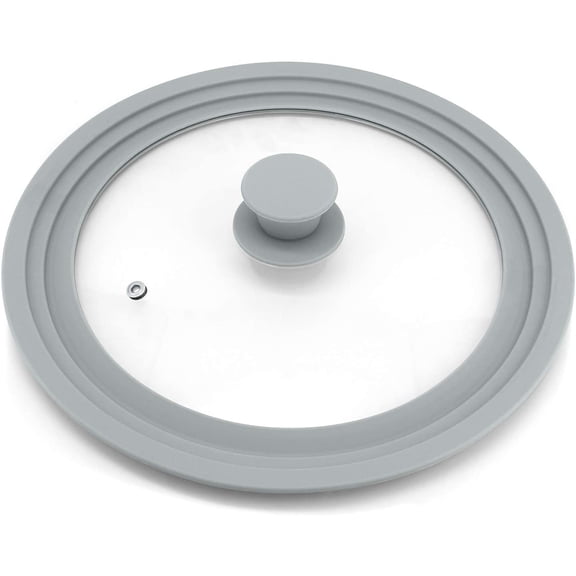 Universal Lid for Pots, Pans and Skillets, Tempered Glass with Silicone Rim Fits All 9 to 11 Inch Diameter Cookware, Replacement Lid, Grey