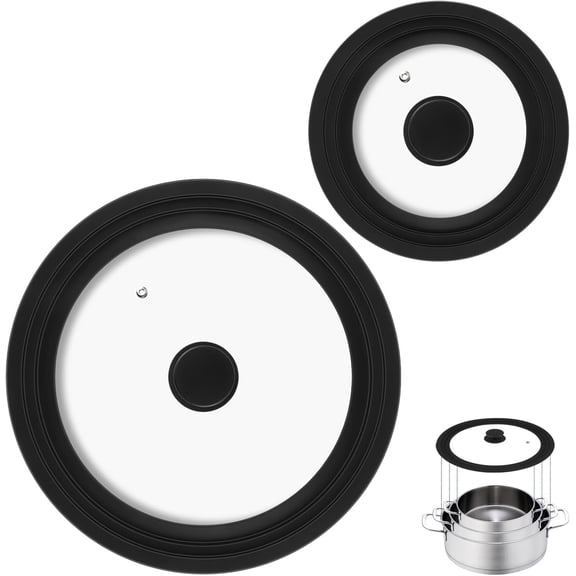 Universal Lids for Pots, Pans and Skillets, Fits 7",8",9",10",11",12" Cookware, Replacement Pan Lid with Tempered Glass and Heat-Resistant Silicone Edge,Durable Frying Pan Cover