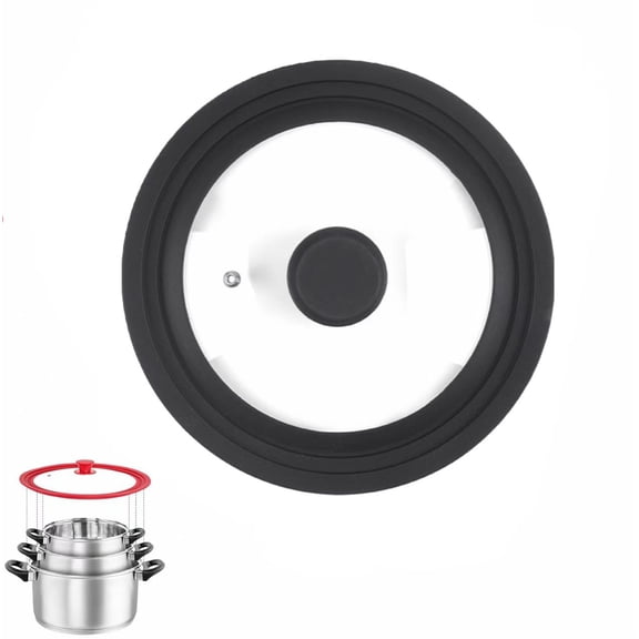 Universal Lids for Pots, Pans and Skillets, Replacement Pan Lid with Tempered Glass and Heat-Resistant Silicone Edge, Fits 6", 7",7.8" Cookware, Durable Frying Pan Cover(Black)