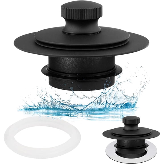 Universal Lift and Turn Bath Drain Stopper and Cover, Bathtub Drain Stopper, Replaces Lift and Turn, Tip-Toe and Trip Lever drains for Tub, EZ Installation and Clearing (MATT Black)