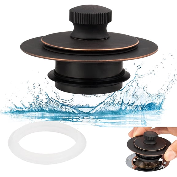 Universal Lift and Turn Bath Drain Stopper and Cover, Bathtub Drain Stopper, Replaces Lift and Turn, Tip-Toe and Trip Lever drains for Tub, EZ Installation and Clearing (Oil Rubbed Bronze)