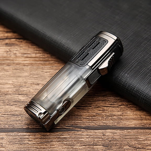 Universal Lighter Windproof Direct Punch Three-Hole Large Fire Cigar Lighter With Cigar Puncher Points Cigar
