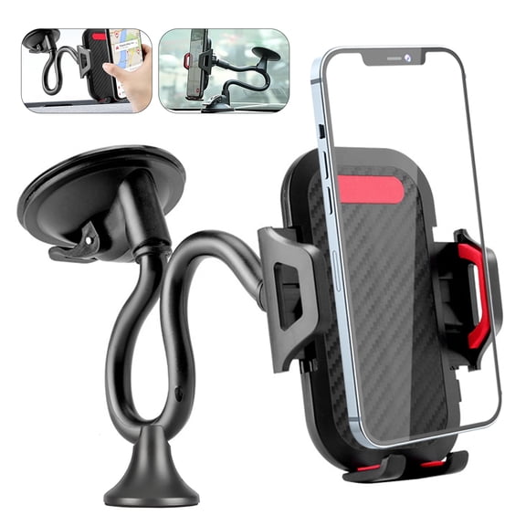 Universal Long Arm Phone Mount Cradle with Suction Cup for Windshield Dashboard, Car Air Vent Cell Phone Mount Holder for iPhone 13/ 13 Mini/ 13 Pro Max, Android Devices