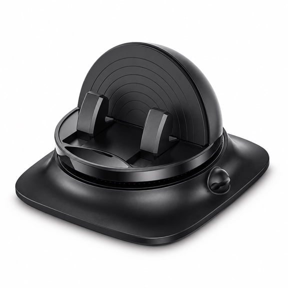 Universal Low-Profile Dashboard Phone Holder for Car, 360 Rotating GPS Car Mount Stand, Adhesive Dash Mount with Cable Slot, Fits Large Phones and Thick Cases, Black