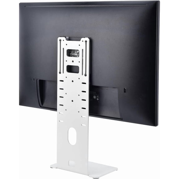 Universal Low Profile Single Screen Computer Desktop Gaming Monitor Replacement Stand, Vertical Mount Compatible with ≤27 Inch VESA 75/100, Power Port Downward or Horizontal Out