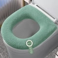 thumbnail image 1 of Universal Machine-Washable Toilet Seat Cushion – Soft Fleece Non-Slip Cover for All Seasons, Compact 13.7x4.7in Lightweight Design, Fits Standard Round/Elongated Toilets Green, 1 of 9