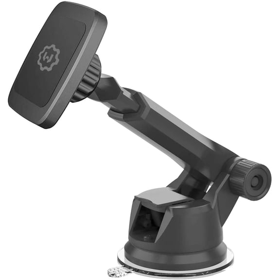 Universal Magnetic Car Mount Holder, Windshield Mount and Dashboard Mount Holder for Cell Phones and Tablets with Long Arm (New Version Telescopic Arm)
