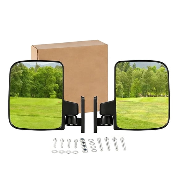 Magnetic golf cart side mirror 2-piece set, quick release convex rearview mirror with adjustable base - suitable for most golf cart models