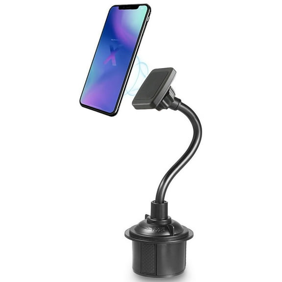 Universal Magnetic Phone Mount, Nakedcellphone Car Cup Holder for iPhone XS Max XR X 8 Plus 7 Plus 6s, Samsung Galaxy S9 S9+ Note, Jitterbug Smart2, Moto Z3 Z4, LG V40 G8 G7 - with 2 Metal Adapters