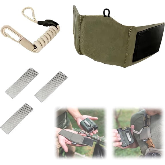 Universal Magnetic Rangefinder Mount with Safety Tether, Silent Hands-Free Hunting Strap Holder, Quick Release Magnet Clip for Bino Harness (Includes 3 Adhesive Plates)