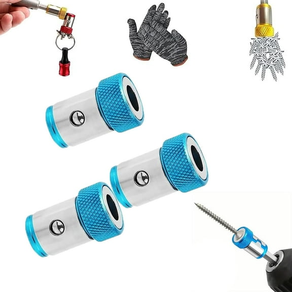 Universal Magnetizer Screw Removable for Drill1/4 Inches/ 6.35mm Screwdriver Head Magnetic Ring Piece Set, Magnetizer Demagnetizer Tool Set, Power Mag Bit Screw Driver Ring, (blue-3pcs)Z