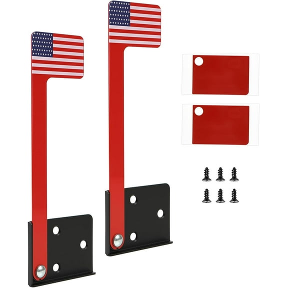 Universal Mailbox Flag with Printed U.S. Flag, Weather-Proof Replacement Kit, Durable Galvanized Steel, Includes Strong Adhesive & Screws, Fits Metal, Brick, Stone, Wood & All Surfaces (2 Pack)