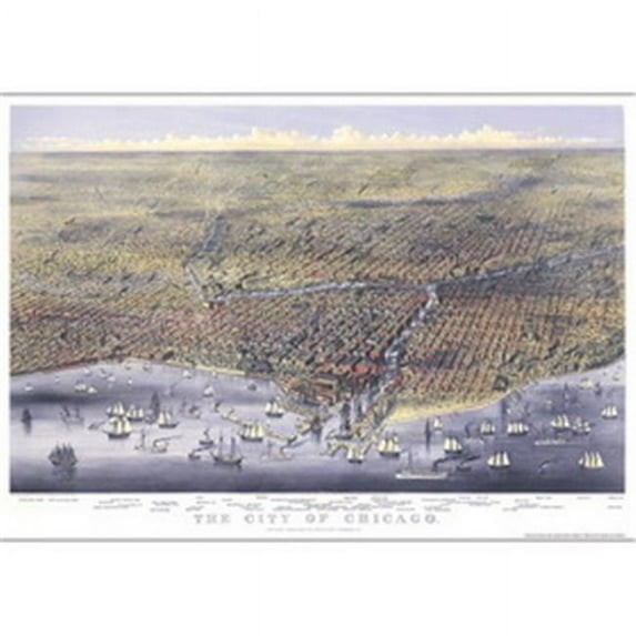Universal Map 16213 Chicago Il 1874 Historical Print Mounted Wall Map