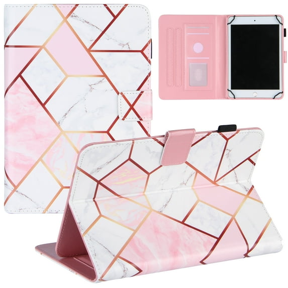 Universal Marble Case for 9.6/9.7/10/10.1/10.2/10.3/10.4/10.5 Inch Display Tablet - Slim Lightweight Stand Wallet Case for Tab E 9.6"/ Tab A 10.1"/ Onn 10"/ Fire HD 10/ Android Tablet 10 10.1 Inch