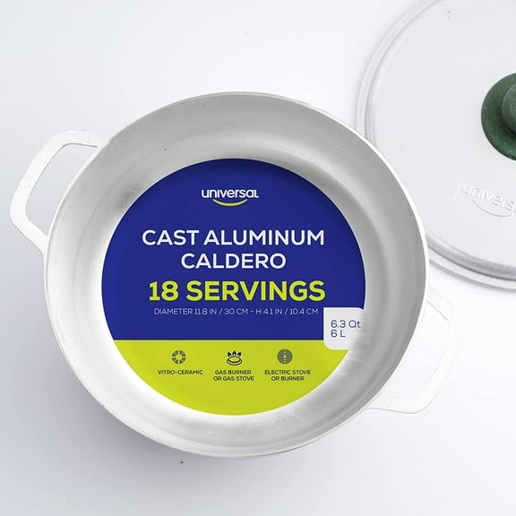Universal 6.3 Quart Stainless Aluminum Caldero Pot with Ergonomic Handles