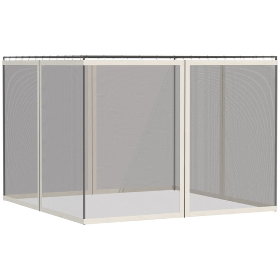 Universal Mesh Sidewall Netting for 9.84x13.1ft Gazebos, Zippered, White