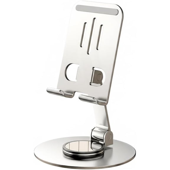 Universal Metal Cell Phone Stand, Multi-Angel Adjustable 360 Rotation Non-Slip Metal Phone Stents (Aurora Silver)