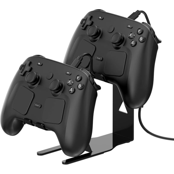 Universal Metal Desktop Stand for Steam Controller 2 with Charging Cable, Two Gamepads Holder for PS5, Xbox Series X, Xbox, 360, Ps5, Ps4, Switch with Non Slip Pads