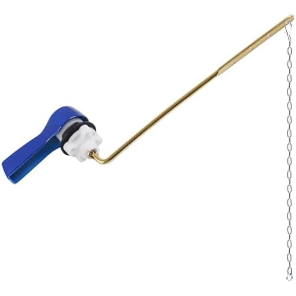 Universal Metal Front Mount Toilet Handle Replacement Kit, Brass Toilet Flush Tank Lever with Stainless Steel Flapper Chains for Most Toilets, Blue