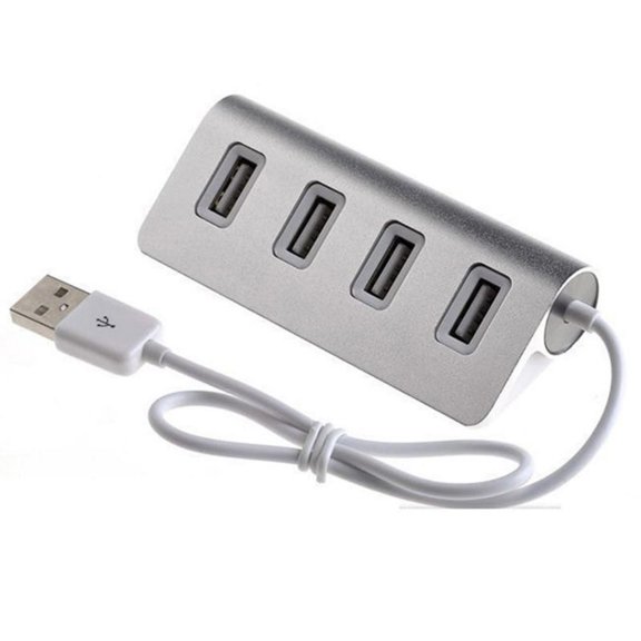 Universal Metal Hub 4-port USB 2.0 Multipurpose PC Adapter (Silver)