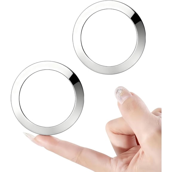 Universal Metal Rings Compatible with Magsafe Sticker,Magnetic Ring for Phone Cases & Wireless Charging, 2 PCS (2 Silver)