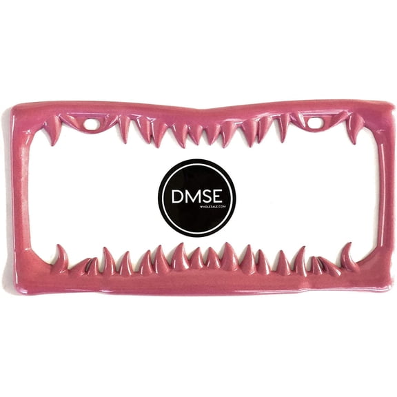 Universal Metal Shark Tooth Teeth Jaws License Plate Frame Cool Design for Any Vehicle (Chrome)
