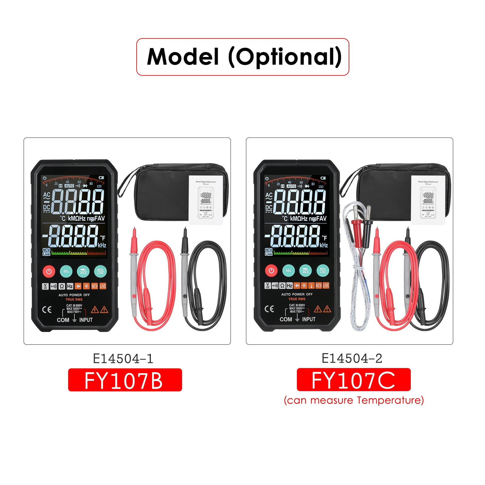 Universal Meter Meter Super Slim Palm Size 3.3-inch LCD Digital Multimeter 6000 Counts True RMS Universal Meter High Accuracy AC/DC Voltage Resistance Capacitance Frequency