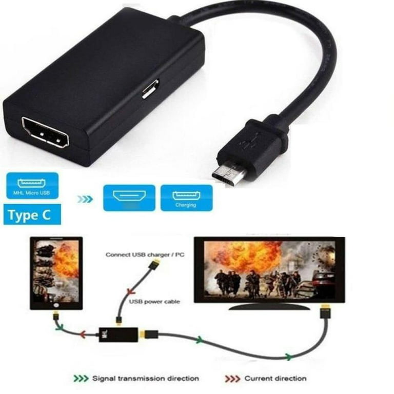 procedure Udtømning nær ved Universal Mhl Micro Usb To Hdmi Cable 1080 P Hd Tv Adapter For Android  Phones - Walmart.com