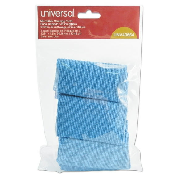Universal Microfiber Cleaning Cloth, 12 x 12, Blue, 3/Pack
