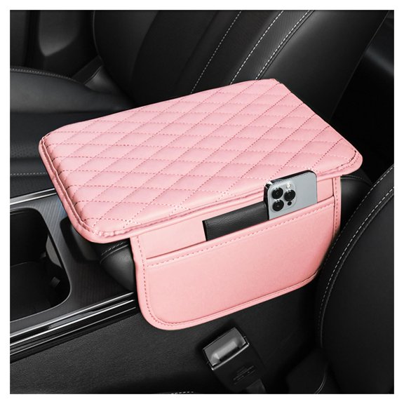 Universal Microfiber Leather Car Armrest Console Cushion Cover, Memory Foam Arm Rest Pad with Dual Side Storage Pockets, Protective Center Console Storage Box for Cars, SUVs, Trucks & RVs