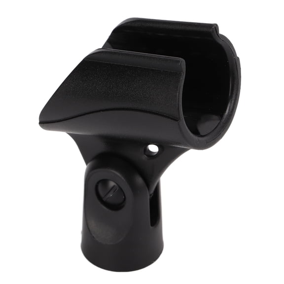 Universal Microphone Clip Holder for Wireless Mics, Adjustable Plastic Mic Stand Attachment with 3/8 and 5/8 Adapters (Black)