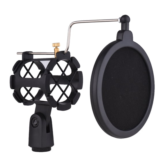 Universal Microphone Shock Mount - Anti-Vibration Mic Holder Stand with Pop Filter and Screw Adapter, Suitable for 2cm-4cm Diameter Thin Condenser Microphones