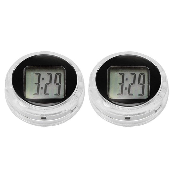 Universal Mini Motorcycle Digital Clock Watch Waterproof Stick-On Motorbike Digital Clock [Dia.1.1"- 2 Pack]