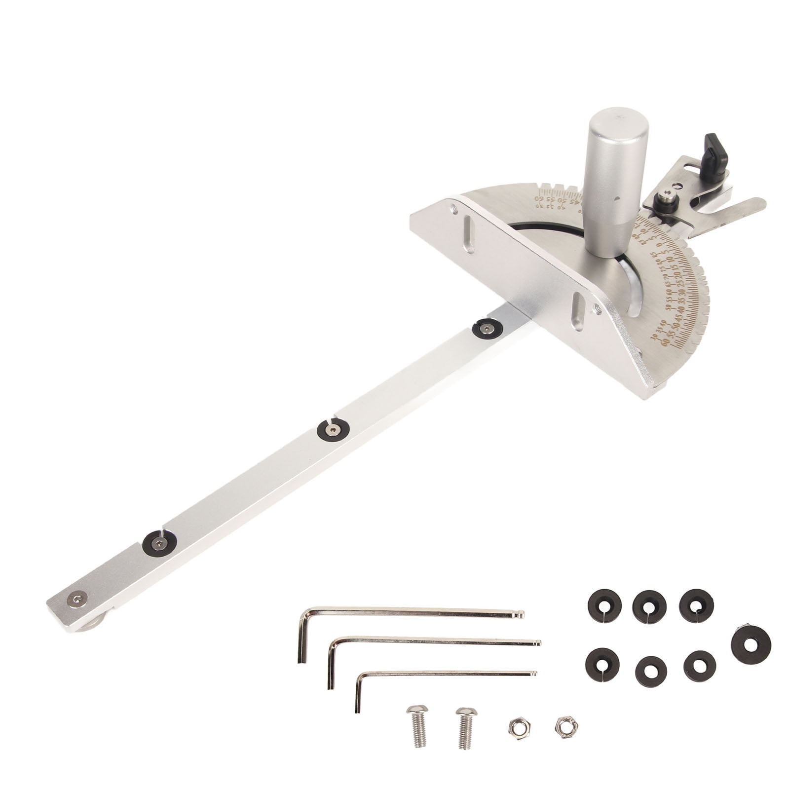 Universal Miter Gauge for Table Saw, Band Saw, and Router Table, 27Degree Angle Stops, Aluminum