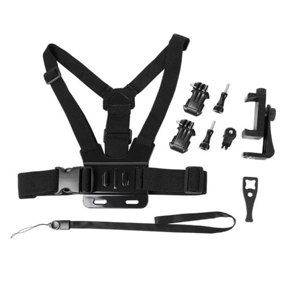 Universal Mobile Phone Chest Strap Harness Mount, Adjustable Phone Holder with 360 Rotation for Action Cameras & Smartphones