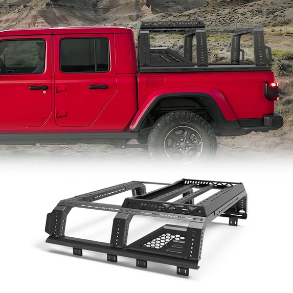 Modular Adjustable Overland Roll Bar,Universal Mid-Size Pickup Trucks,Front+Mid+Rear+Roof